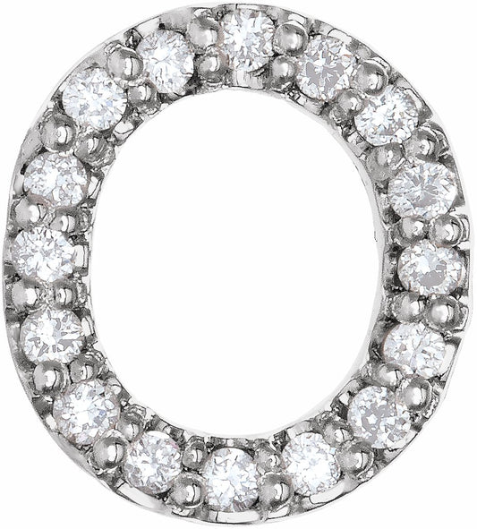 14K White .07 CTW Diamond Single Initial O Earring