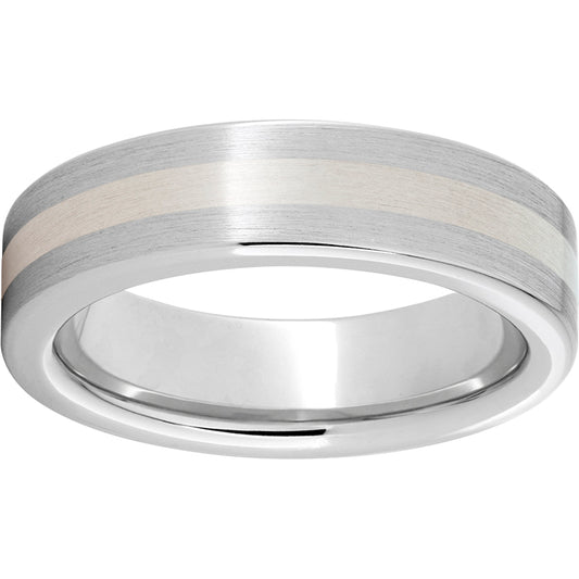 Serinium Pipe Cut Band with a 2mm Sterling Silver Inlay and Satin Finish