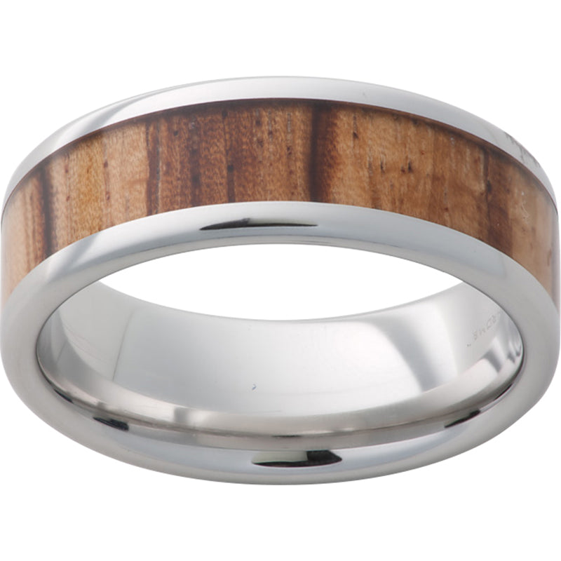 Serinium Pipe Cut Band with Exotic Zebra Wood Inlay