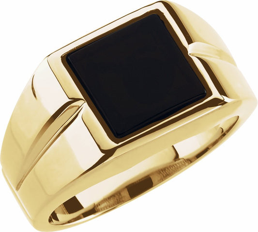 14K Yellow 10 mm Square Onyx Ring