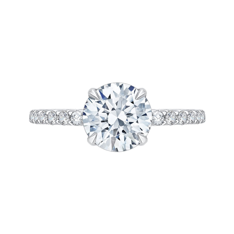 Shah Luxury Round Diamond Engagement Ring In 14K White Gold (Semi-Mount)