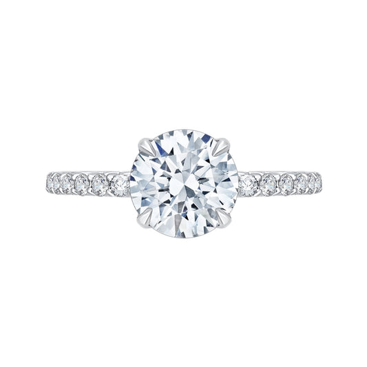 Shah Luxury Round Diamond Engagement Ring In 14K White Gold (Semi-Mount)