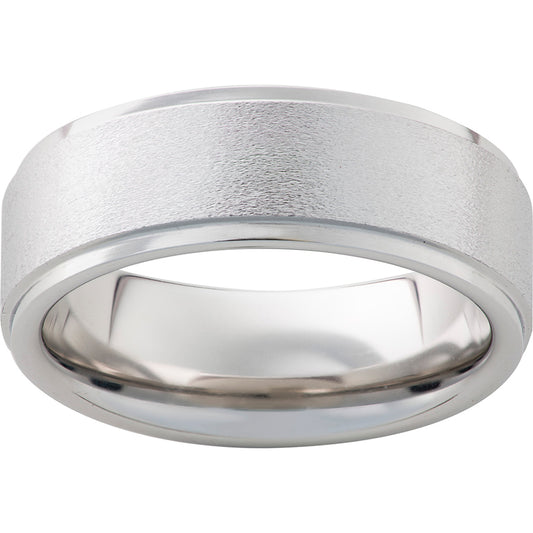 Serinium Flat Band with Grooved Edges and Stone Finish
