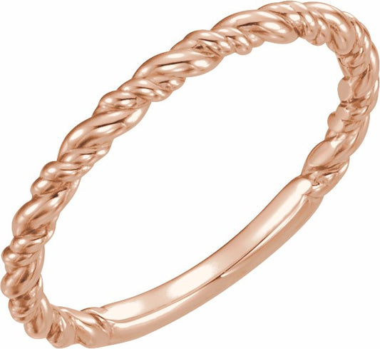 14K Rose Stackable Rope Ring