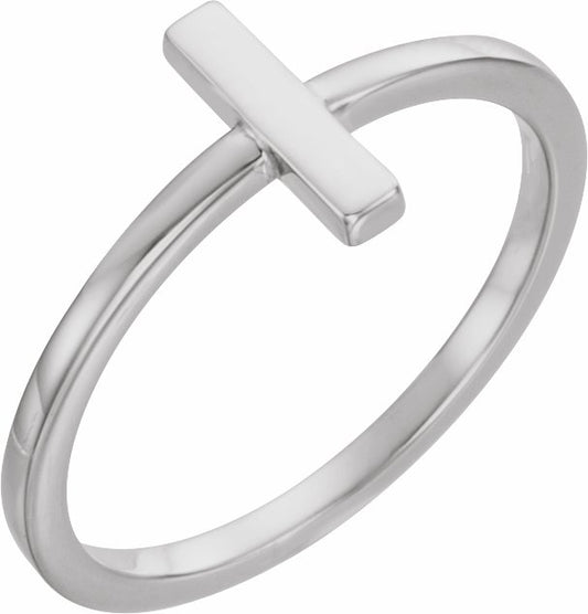 14K White Bar Ring