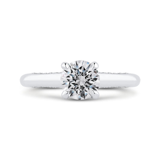 Shah Luxury 14K White Gold Round Diamond Halo Engagement Ring (Semi-Mount)