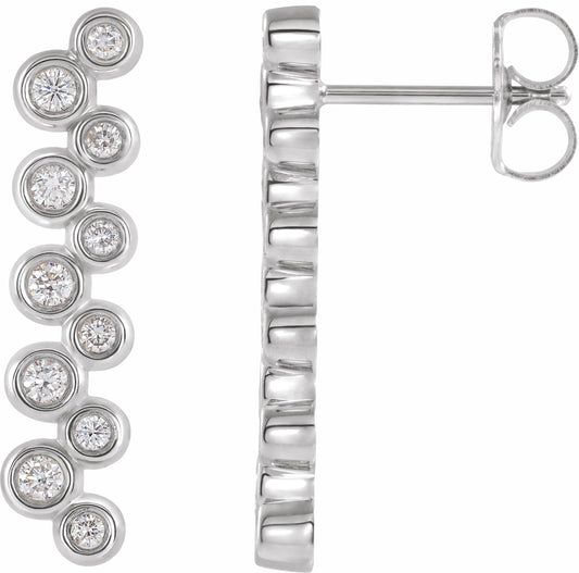 14K White 1/3 CTW Diamond Bezel-Set Bar Earrings