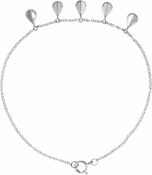 14K White Geometric 5-Station 7 Bracelet