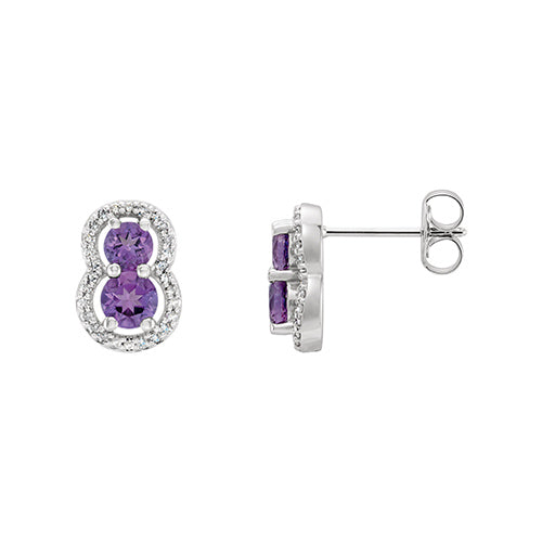 Stuller 14k White Amethyst & Diamond Earrings