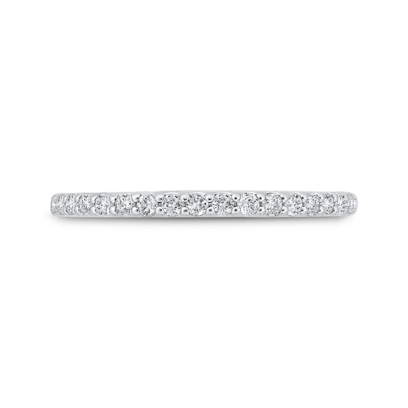 Shah Luxury 14K White Gold Round Cut Diamond Wedding Band
