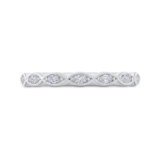 Shah Luxury 14K White Gold Marquise Diamond Wedding Band