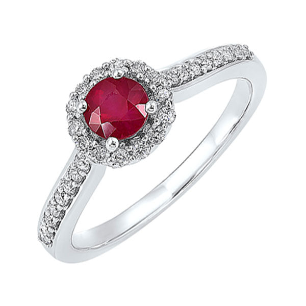 Gems One 14Kt White Gold Diamond (1/3Ctw) & Ruby (1/3 Ctw) Ring