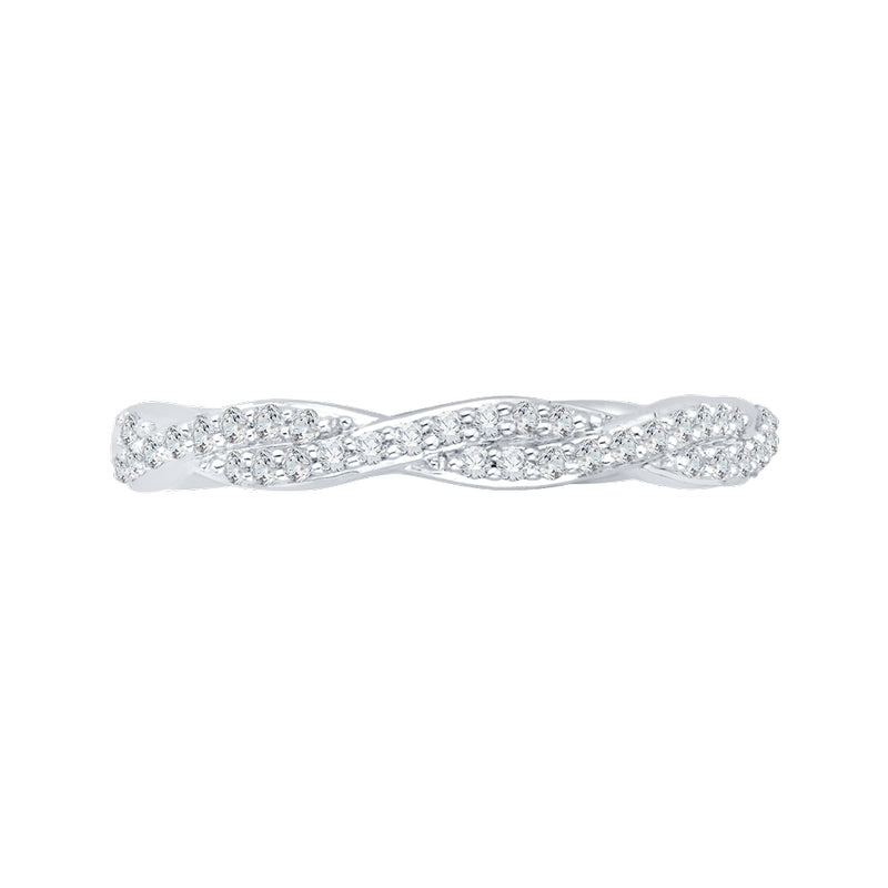 Shah Luxury 14K White Gold Round Diamond Criss-Cross Half-Eternity Wedding Band