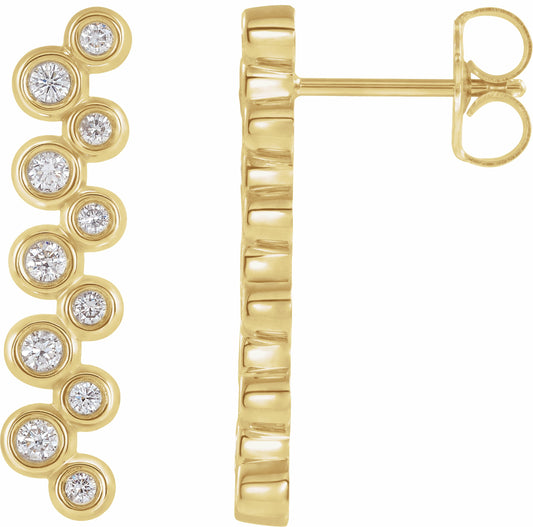 14K Yellow 1/3 CTW Diamond Bezel-Set Bar Earrings