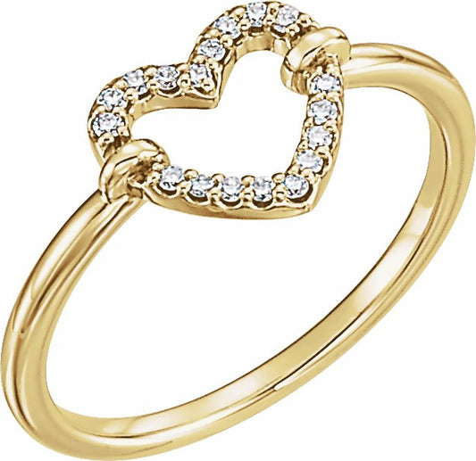 14K Yellow .07 CTW Diamond Heart Ring