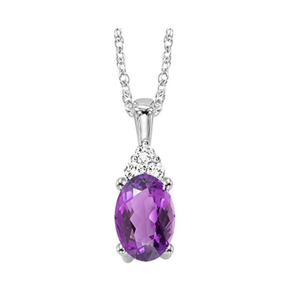 Gems One 10Kt White Gold Diamond (1/50Ctw) & Amethyst (1/2 Ctw) Pendant