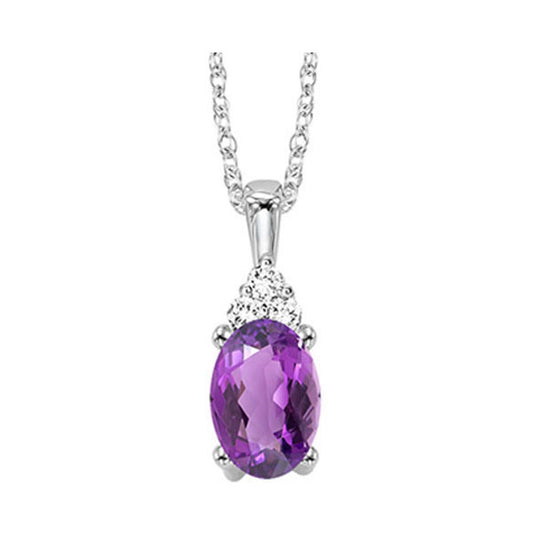 Gems One 10Kt White Gold Diamond (1/50Ctw) & Amethyst (1/2 Ctw) Pendant