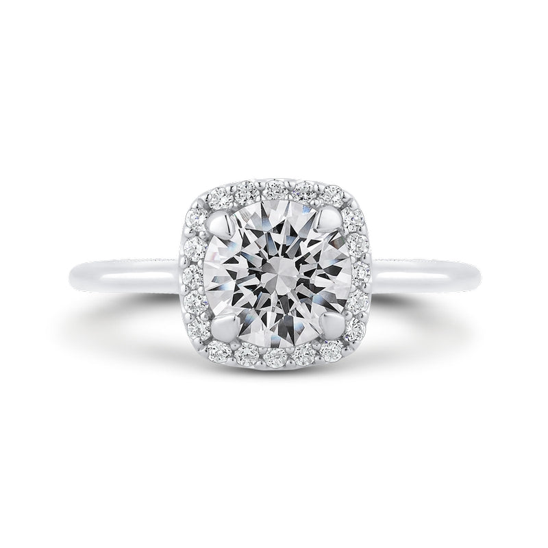 Shah Luxury 14K White Gold Round Diamond Halo Engagement Ring (Semi-Mount)