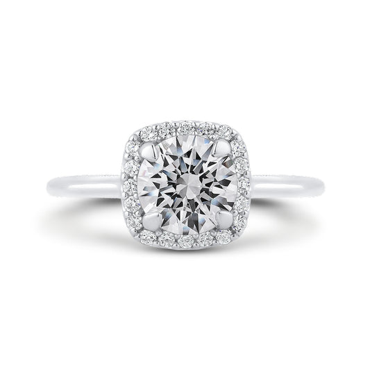 Shah Luxury 14K White Gold Round Diamond Halo Engagement Ring (Semi-Mount)