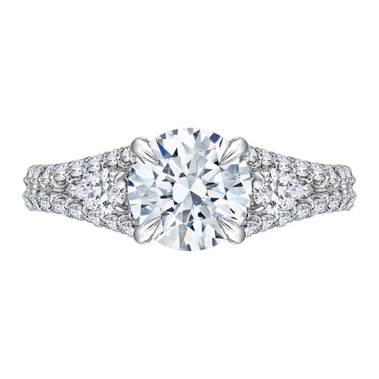 Shah Luxury 14K Two-Tone Gold Round Diamond Engagement Ring with Split Shank (Semi-Mount)