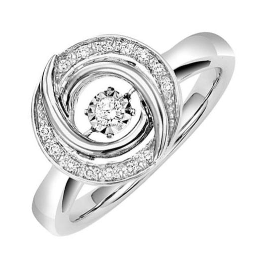 Gems One Silver (SLV 995) & Diamonds Stunning Fashion Ring - 1/10 ctw