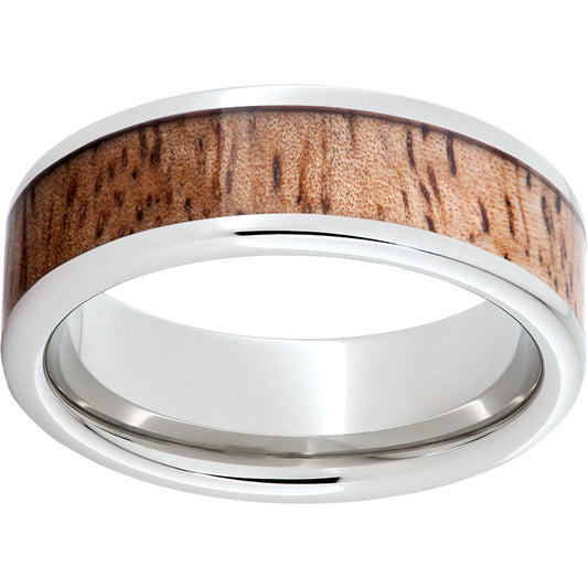 Serinium Pipe Cut Band with Exotic Mango Wood Inlay