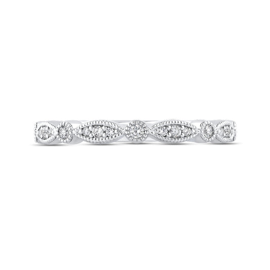 Shah Luxury 14K White Gold Round Diamond Half-Eternity Wedding Band