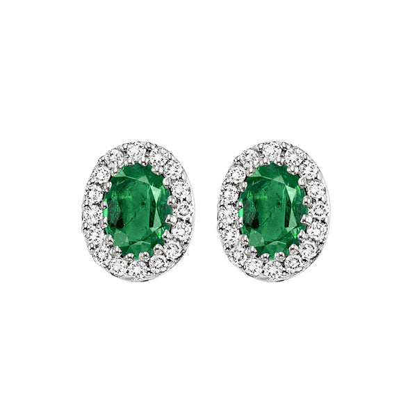 Gems One 14Kt White Gold Diamond (1/5Ctw) & Emerald (7/8 Ctw) Earring