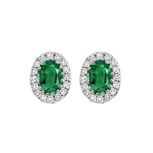 Gems One 14Kt White Gold Diamond (1/5Ctw) & Emerald (7/8 Ctw) Earring