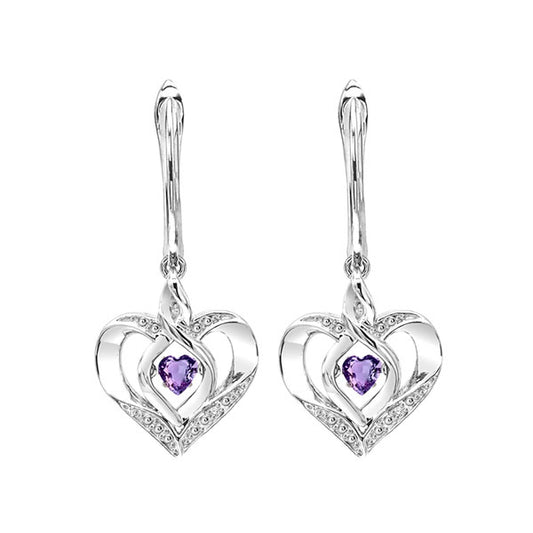 Gems One Silver Diamond (1/50 Ctw) & Created-Amethyst Earring