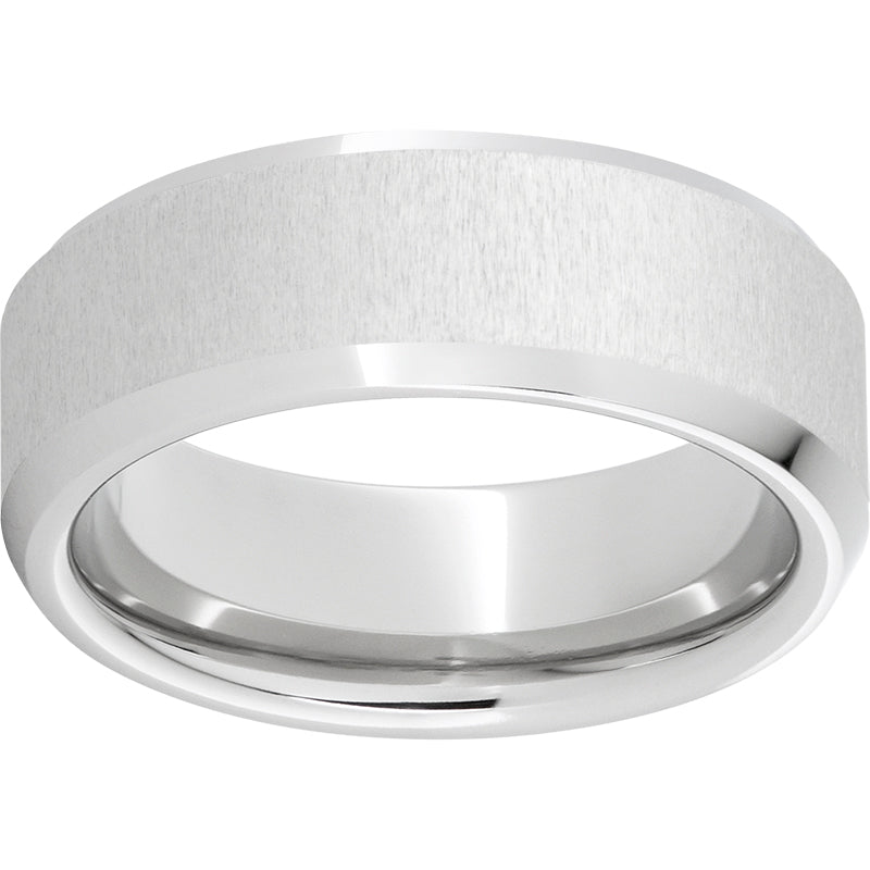 Serinium Beveled Edge Band with Cross-Satin Finish
