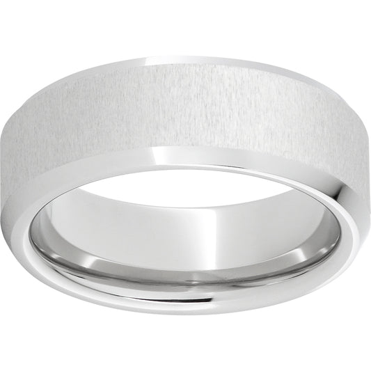 Serinium Beveled Edge Band with Cross-Satin Finish