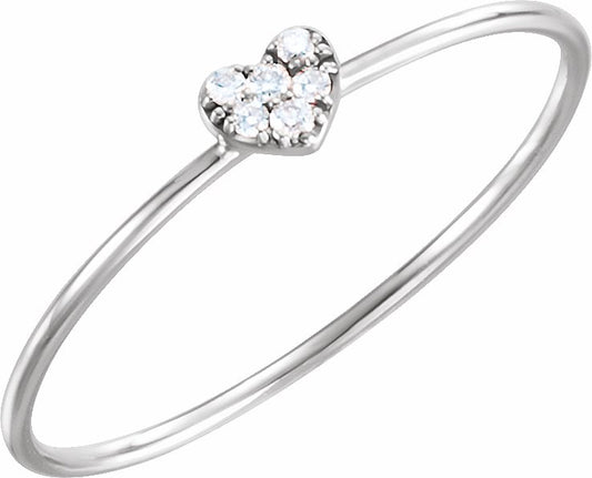 14K White .03 CTW Diamond Petite Heart Ring