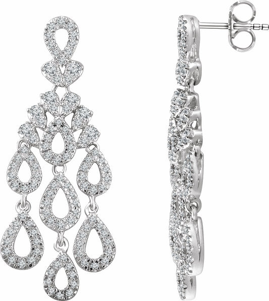 14K White 7/8 CTW Diamond Dangle Earrings