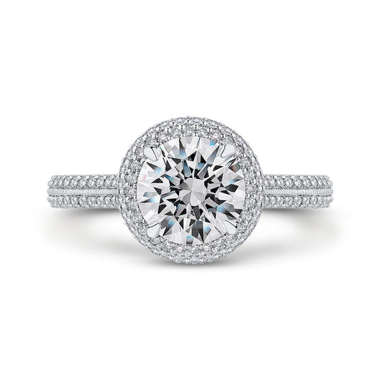 Shah Luxury 14K Two-Tone Gold Round Diamond Halo Engagement Ring (Semi-Mount)
