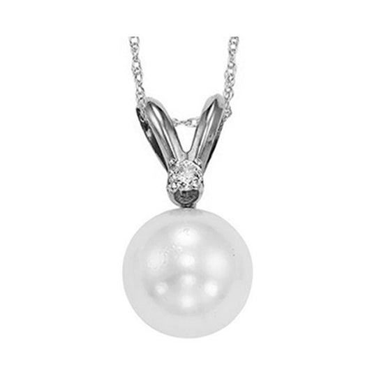 Gems One 14Kt White Gold Diamond (1/50Ctw) & Pearl (1/2 Ctw) Pendant