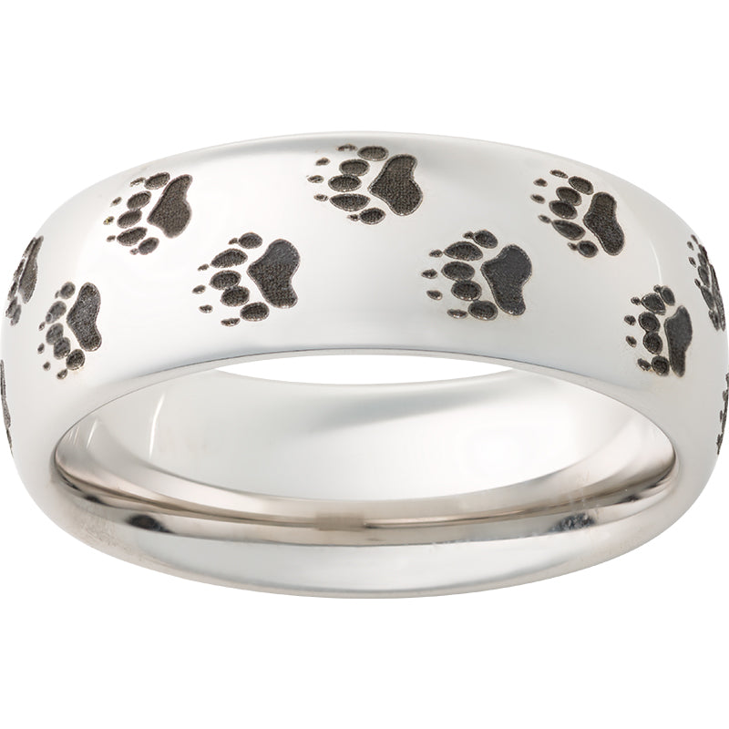 Serinium Domed Band with Bear Track Laser Engraving