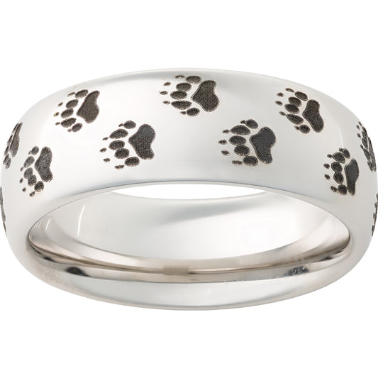 Serinium Domed Band with Bear Track Laser Engraving