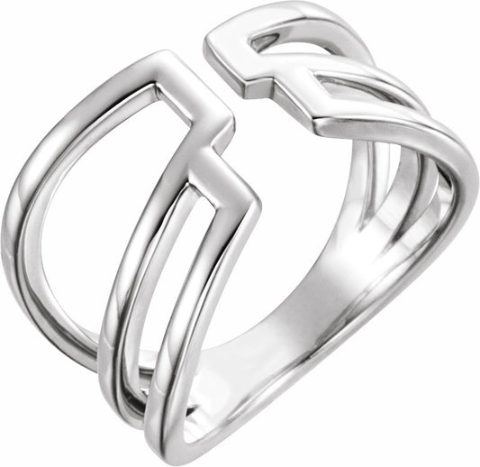 14K White Negative Space Ring