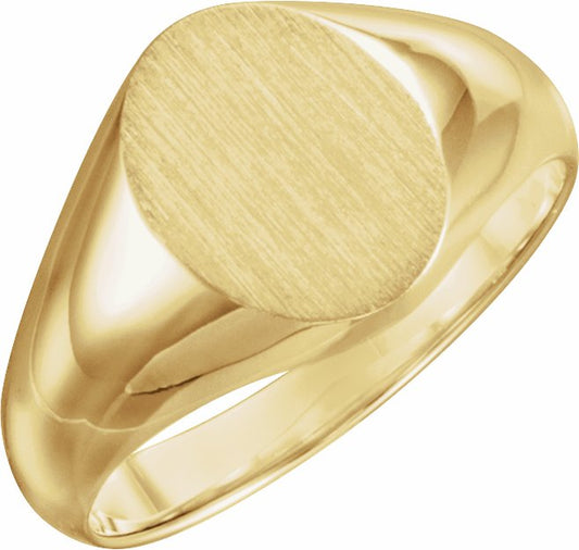 10K Yellow 10x8 mm Oval Signet Ring