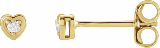14K Yellow .03 CTW Diamond Youth Heart Earrings
