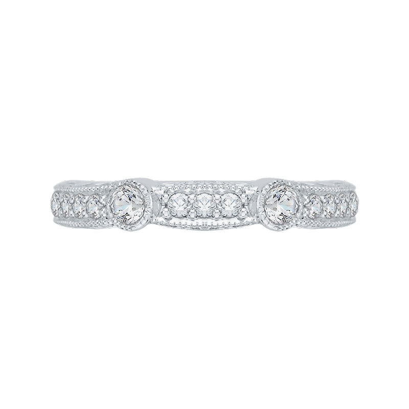 Shah Luxury 14K White Gold Round Diamond Wedding Band