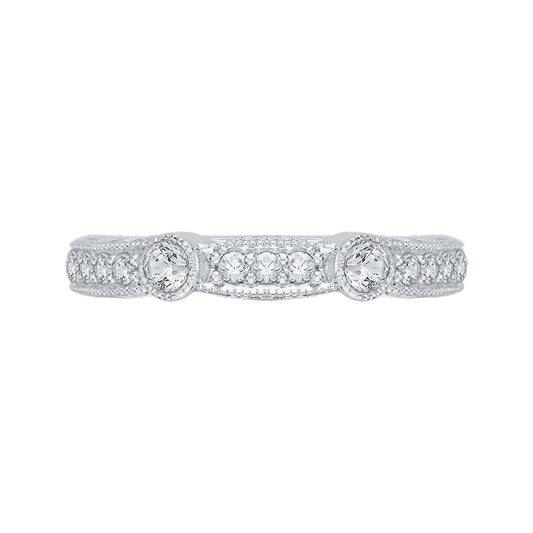 Shah Luxury 14K White Gold Round Diamond Wedding Band