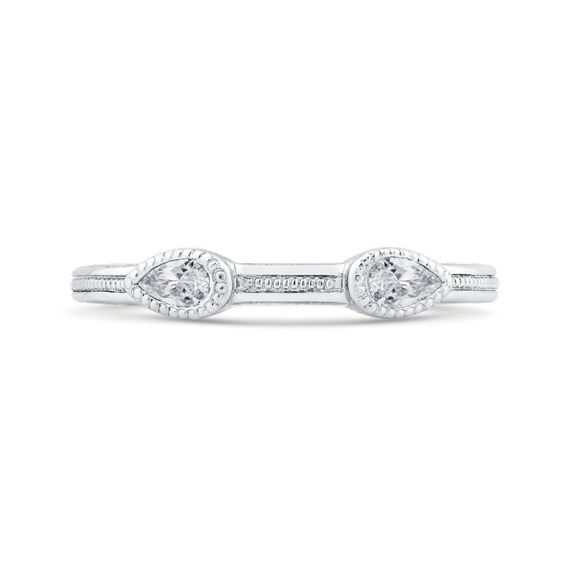 Shah Luxury 14K White Gold Pear Diamond Wedding Band