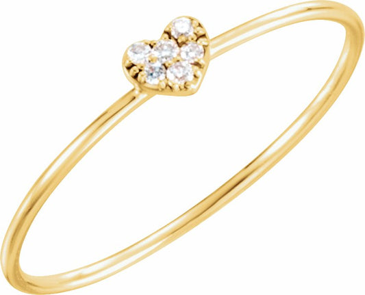 14K Yellow .03 CTW Diamond Petite Heart Ring