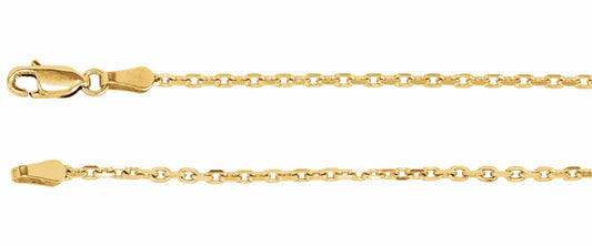 14K Yellow 2 mm Diamond-Cut Cable 7 Chain