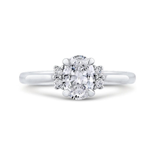 Shah Luxury Oval Diamond Engagement Ring In 14K White Gold (Semi-Mount)