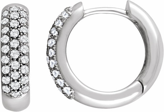 14K White 1/2 CTW Diamond Pavu00e9 Hoop Earrings
