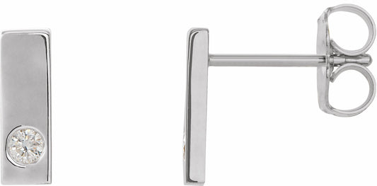14K White .06 CTW Diamond Bar Earrings