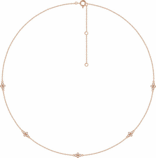 14K Rose 1/6 CTW Diamond 5-Station 18 Necklace